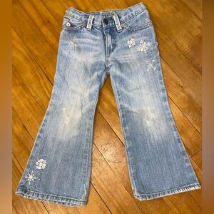 Vintage Baby Gap Size 3T Bell-Bottom Jeans Snowflake Embroidered Wide Leg Y2K